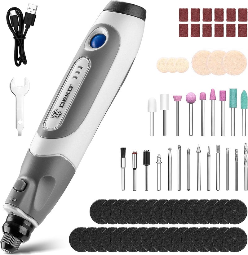 DEKOPRO Mini Cordless Rotary Tool: 3.7V Rotary Tool Variable Speed Display with Type-C Charging, Power Rotary Tool with 70 Accessories for Sanding, Engraving, Polishing, Drilling, Cutting, DIY (Blue) - Image 1